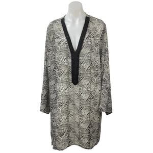 Swimsuits For All Black Beaded Long Sleeve Mini Tunic Swim Cover-Up Dress 18/20